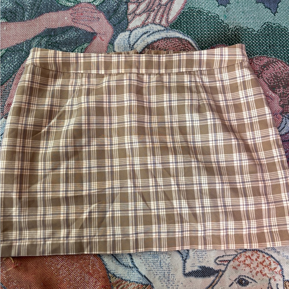 Abound Tan Plaid Mini Skirt